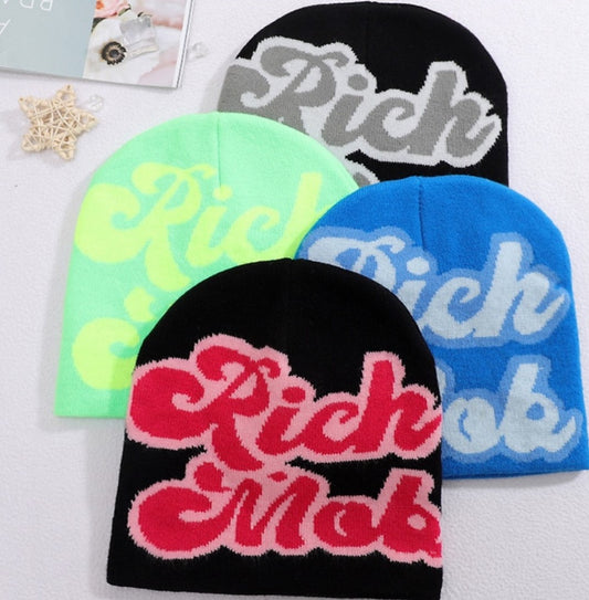 "Rich Mob" Y2K Beanie Hat Lightweight Fashion Hat